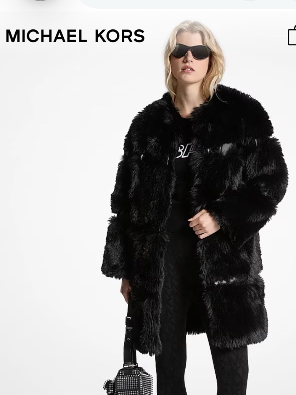 Michael Kors Black Faux-Fur Teddy Coat